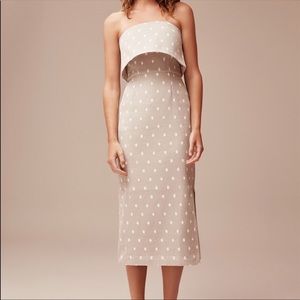 C/MEO Collective grey strapless bustier dress with ivory polka dot
